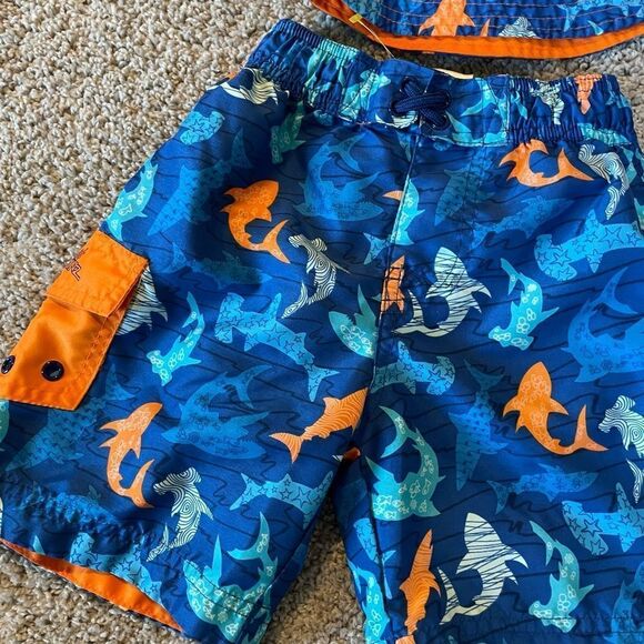 Toddler Boy Matching Swim Trunks and Hat - Picture 2 of 3